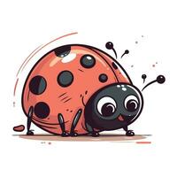 carino cartone animato coccinella. vettore illustrazione isolato su bianca sfondo.