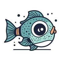 carino cartone animato pesce. vettore illustrazione nel scarabocchio stile.