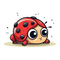 cartone animato carino coccinella isolato su bianca sfondo. vettore illustrazione.