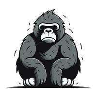 vettore illustrazione di un' gorilla seduta isolato su bianca sfondo. davanti Visualizza.