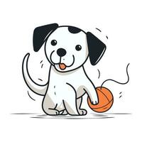 carino cartone animato cane giocando con sfera. vettore illustrazione per il tuo design
