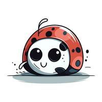 carino cartone animato coccinella isolato su bianca sfondo. vettore illustrazione.