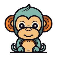 carino scimmia cartone animato icona vettore illustrazione design grafico arte scarabocchio