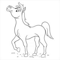 personaggio animale divertente cavallo in linea stile libro da colorare vettore
