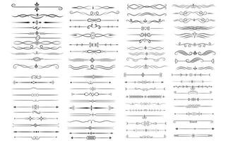 pagina divisore e design elementi. impostato di vario semplice nero divisore disegno, assortito divisore collezione modello vettore. collezione di floreale divisori elementi mega decorazione per calligrafia. vettore