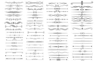 pagina divisore e design elementi. impostato di vario semplice nero divisore disegno, assortito divisore collezione modello vettore. collezione di floreale divisori elementi mega decorazione per calligrafia. vettore