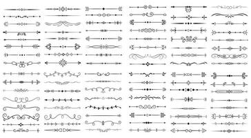 pagina divisore e design elementi. impostato di vario semplice nero divisore disegno, assortito divisore collezione modello vettore. collezione di floreale divisori elementi mega decorazione per calligrafia. vettore