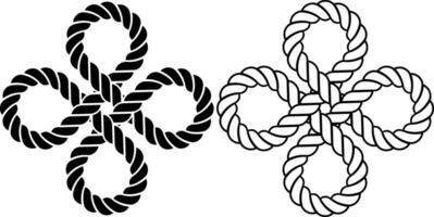 quattro foglia trifoglio corda nodo icona impostato vettore