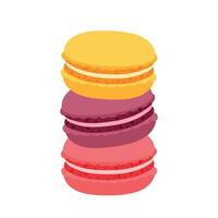 macarons biscotti forno cibo nel piatto carino cartone animato vettore illustrazione