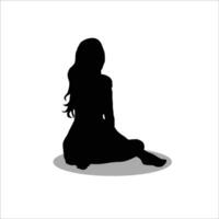 ragazza seduta silhouette vettore