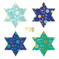 modelli di crociere in oro blu su stelle ebraiche vettore