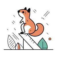 carino scoiattolo seduta su il scale. piatto stile vettore illustrazione.