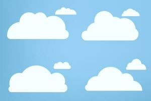 gruppi di bianca nube oggetti, nube concetti, nuvole elemento, nuvole caroon stile, nel un' piatto design vettore