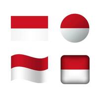 vettore Indonesia nazionale bandiera icone impostato