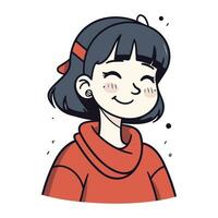 illustrazione di un' sorridente ragazza indossare un' rosso sciarpa vettore