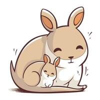 carino poco coniglio con poco scoiattolo cartone animato vettore illustrazione eps 10