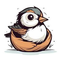 carino cartone animato poco uccello seduta nel un' nido. vettore illustrazione.