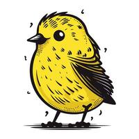 giallo uccello isolato su bianca sfondo. mano disegnato vettore illustrazione nel cartone animato stile.