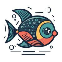 carino cartone animato pesce. colorato vettore illustrazione nel piatto stile.