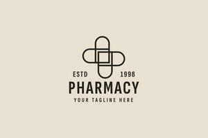 Vintage ▾ stile farmacia logo vettore icona illustrazione