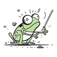 rana con un' lancia. vettore illustrazione di un' cartone animato rana.