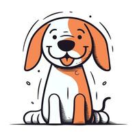 carino cartone animato scarabocchio cane. mano disegnato vettore illustrazione.