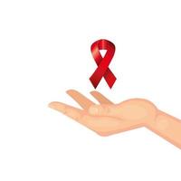 mano con il nastro di consapevolezza del giorno dell'aids vettore