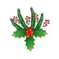 foglie con semi decorazione natale icona isolato vettore