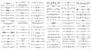 pagina divisore e design elementi. impostato di vario semplice nero divisore disegno, assortito divisore collezione modello vettore. collezione di floreale divisori elementi mega decorazione per calligrafia. vettore