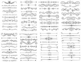 pagina divisore e design elementi. impostato di vario semplice nero divisore disegno, assortito divisore collezione modello vettore. collezione di floreale divisori elementi mega decorazione per calligrafia. vettore