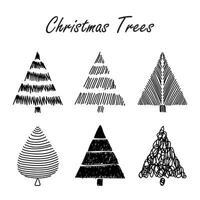 mano disegnato Natale albero collezione schizzo vettore