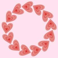 illustrazione di rosa cuori nel il modulo di un' cerchio, per San Valentino giorno, per il design di cartoline e sociale reti vettore
