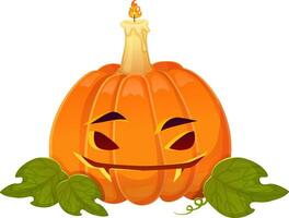 Halloween jack-o-lanterna con candela composizione. vettore