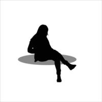 ragazza seduta silhouette vettore