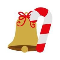 campana con decorazione natalizia di canna icona isolata vettore