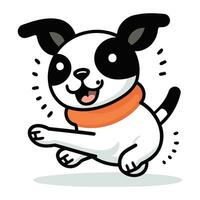 carino cane con arancia sciarpa. vettore illustrazione nel cartone animato stile.