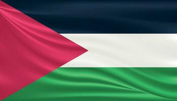 palestinese bandiera stato simbolo isolato su un' nazionale bandiera sfondo. saluto carta nazionale indipendenza giorno di il stato di Palestina. illustrazione manifesto con realistico stato bandiera. vettore