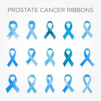 Set di nastri blu contro il cancro alla prostata. vettore