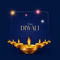 contento Diwali sociale media inviare per annuncio, stato auguri, striscione, saluto carta vettore