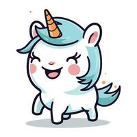 carino unicorno vettore illustrazione. carino cartone animato unicorno personaggio isolato su bianca sfondo.