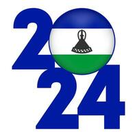 contento nuovo anno 2024 bandiera con Lesoto bandiera dentro. vettore illustrazione.