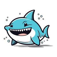 cartone animato squalo vettore illustrazione. carino poco squalo personaggio design.