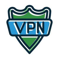 vpn vettore di spessore linea pieno buio colori