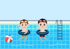simpatici bambini che nuotano illustrazione vettoriale