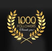 1000 follower, grazie per gli amici dei social network vettore