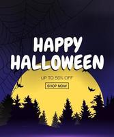 buon halloween, acquista ora lo sfondo del modello di poster. vettore