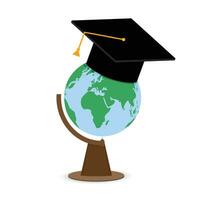 più alto formazione scolastica Università Università. globo nel cap. formazione scolastica e studia, diplomato grado Università, vettore illustrazione