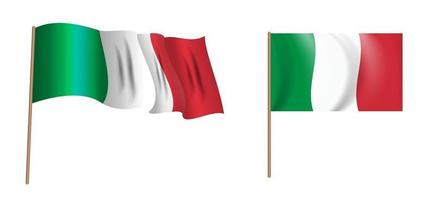 bandiera sventolante naturalistica colorata d'italia. illustrazione vettoriale
