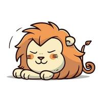 Leone addormentato carino cartone animato personaggio vettore illustrazione. carino animale cartone animato.