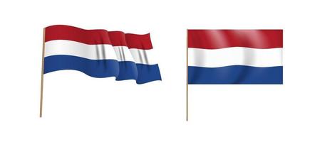 bandiera sventolante naturalistica colorata dei Paesi Bassi. vettore